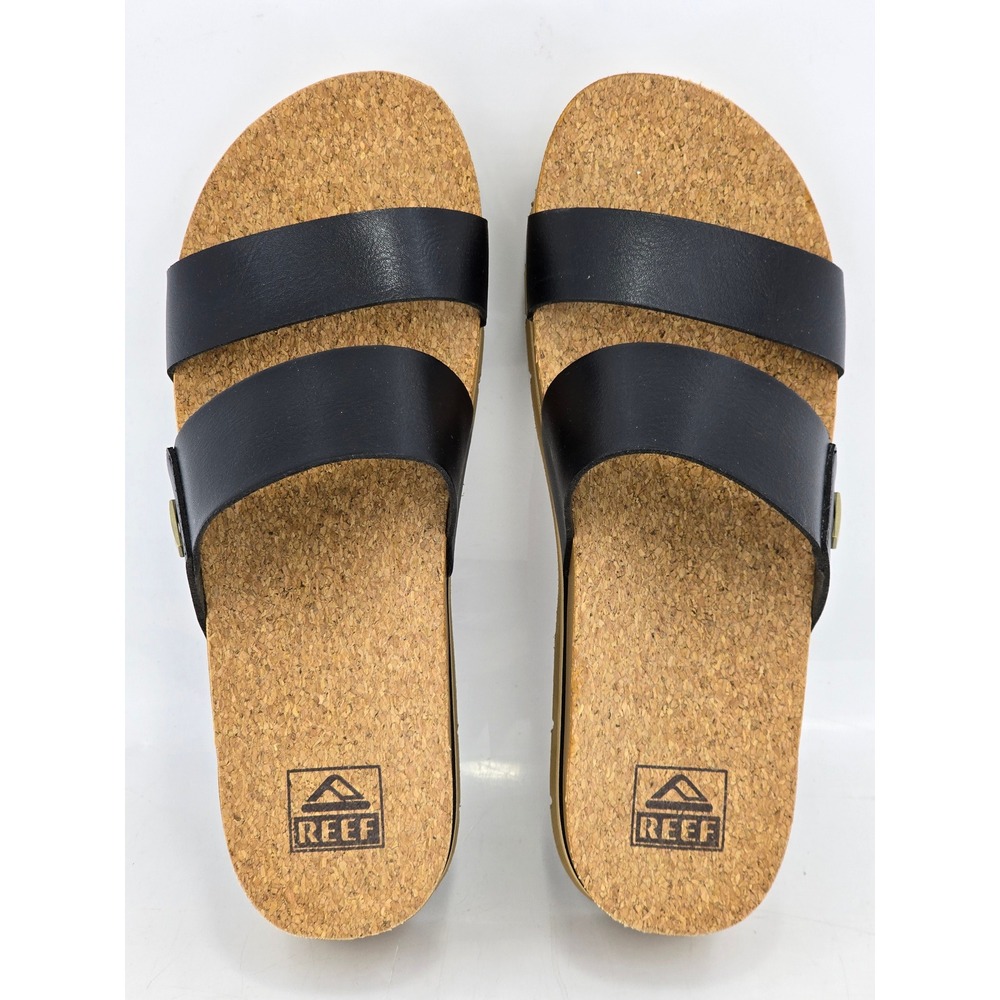 Reef Cushion Vista Higher Sandals Womens 9.5 Black Platform Double Strap -VG - Picture 3 of 12